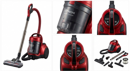 Hitachi CV980TJBKRGAE 2300W Drum Vacuum Cleaner | 21L Capacity, Powerful Suction & Multi-Angle Head