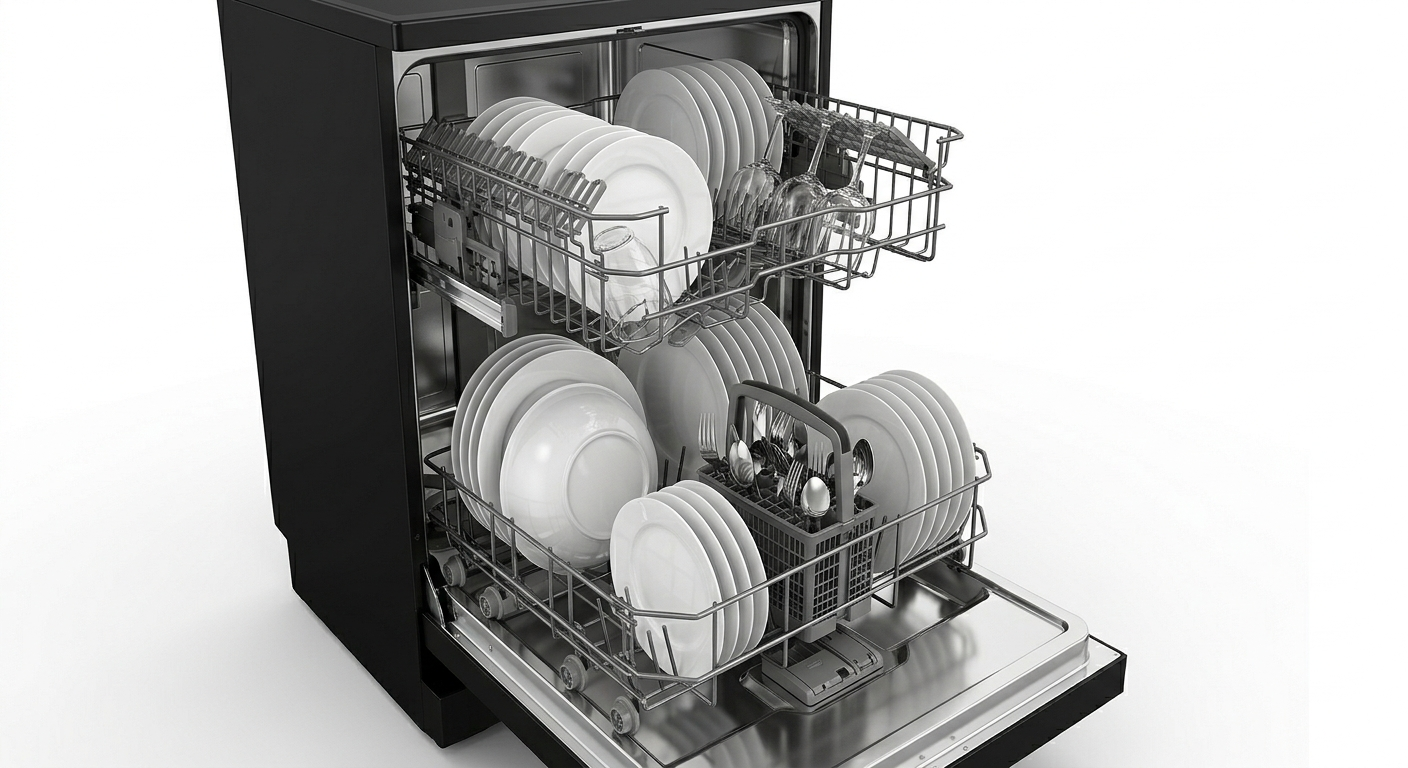 Hitachi Dishwasher 15 Place Settings 8 Programs HDF-F158CVGB | Freestanding Dishwasher with Inverter Motor & Steam Shine