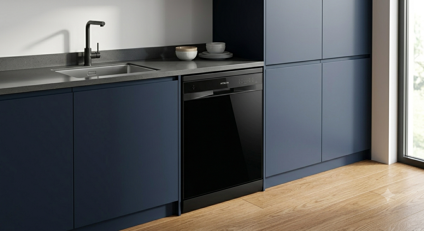 Hitachi Dishwasher 15 Place Settings 8 Programs HDF-F158CVGB | Freestanding Dishwasher with Inverter Motor & Steam Shine