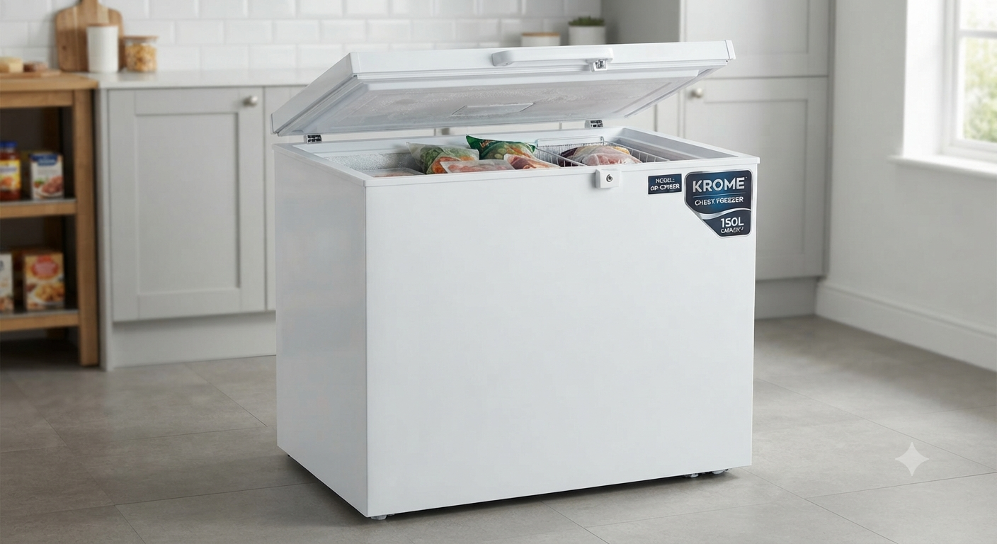 Krome 150L Chest Freezer KR-CF165R | Single Door | R600a Refrigerant | Fast Cooling | UAE