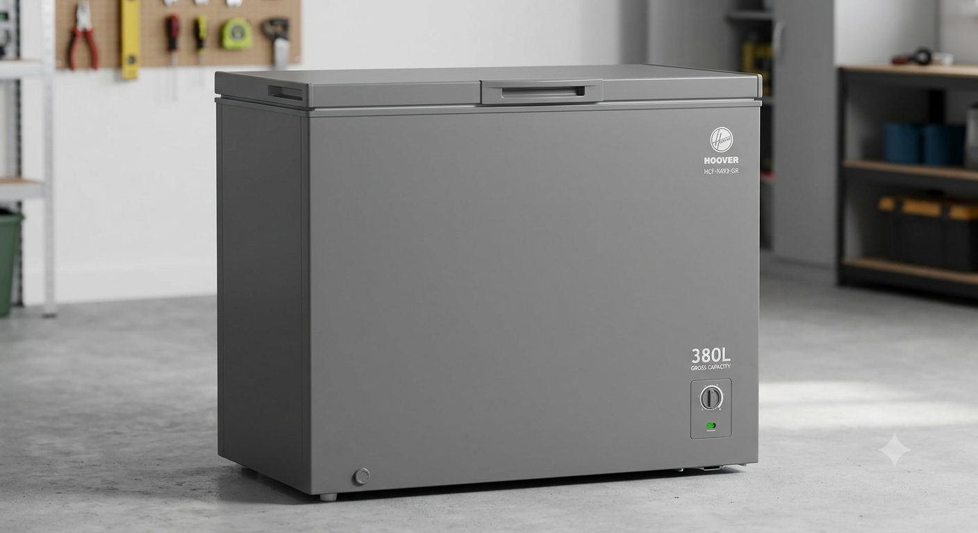 Hoover HCF-K493-GR 380L Chest Freezer Grey | Convertible Freezer, Low Frost & LED Light