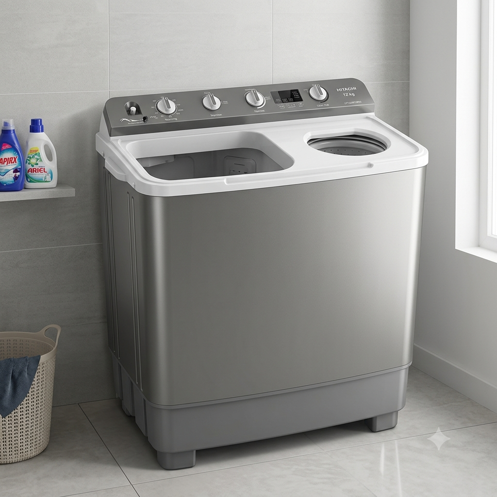 Hitachi PS1405SJ3CGXWH 14KG Semi Automatic Twin Tub Washing Machine | Air Jet Dry & Nano Titanium Filter