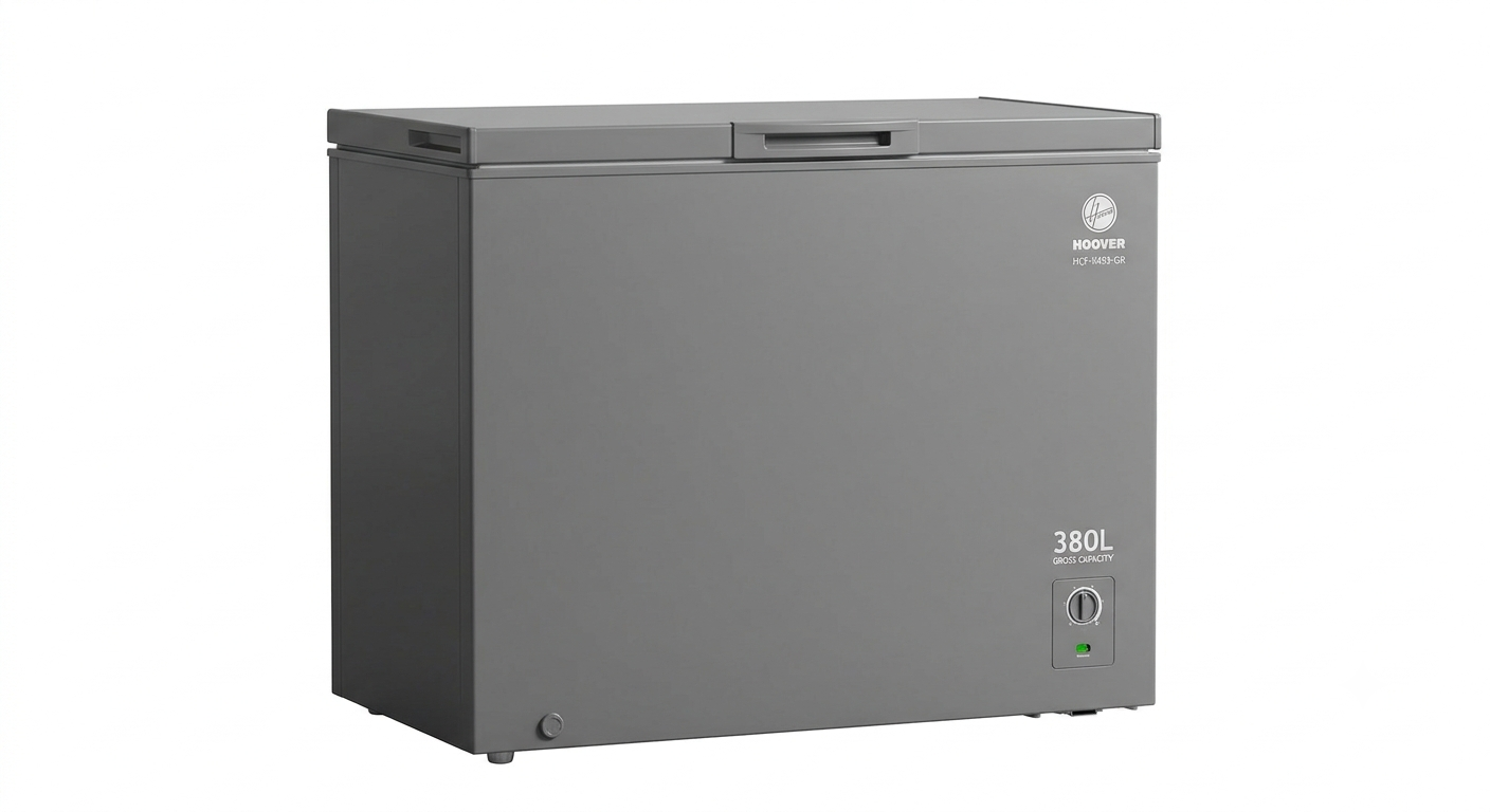 Hoover HCF-K493-GR 380L Chest Freezer Grey | Convertible Freezer, Low Frost & LED Light
