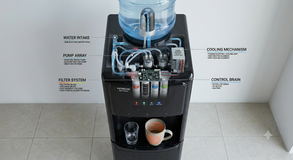 Hitachi HWD15000B Top Load Water Dispenser | Hot, Cold & Ambient Water | 15L Storage Cabinet