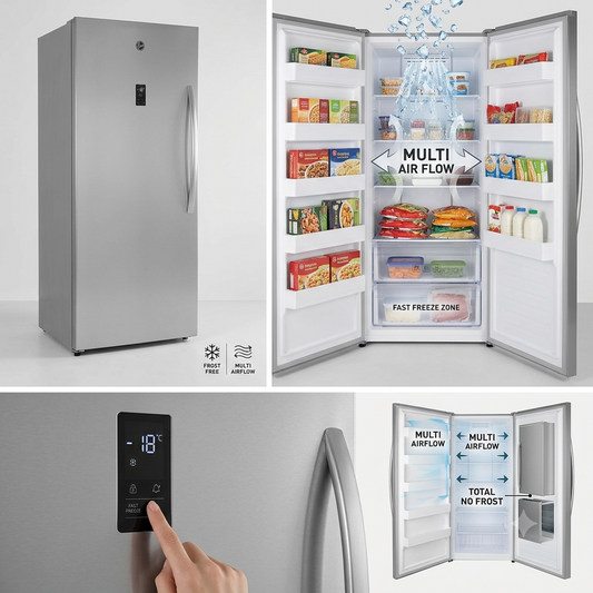 Hoover HSFR-H765-S 765L Upright Freezer | Convertible Fridge & Freezer, No Frost, Inverter
