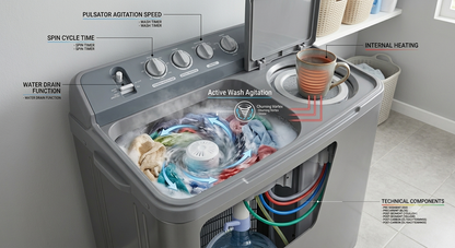 Hitachi PS1405SJ3CGXWH 14KG Semi Automatic Twin Tub Washing Machine | Air Jet Dry & Nano Titanium Filter