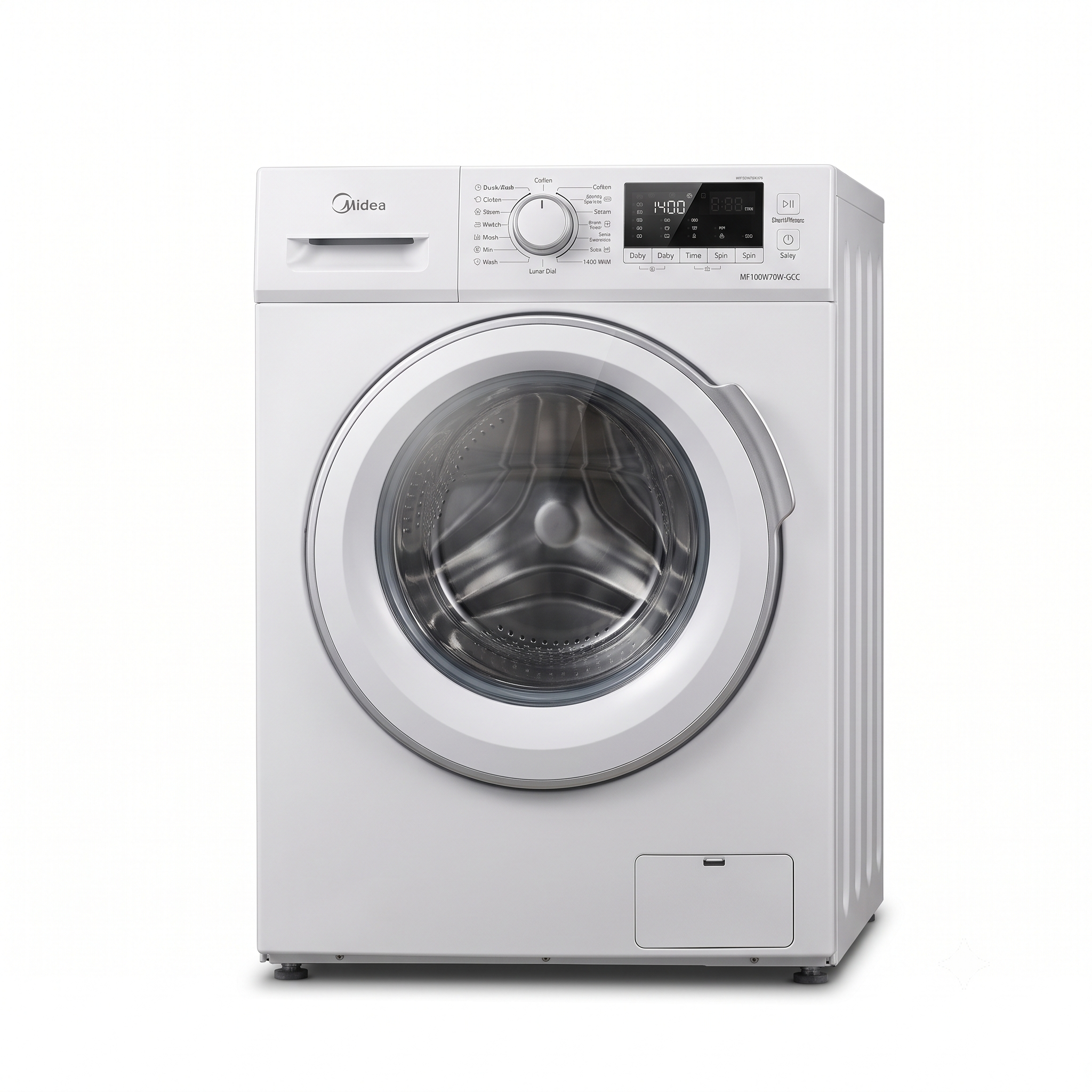 Midea 7kg Front Load Washing Machine MF100W70W-GCC | 1400 RPM | BLDC Inverter | Hygiene 90°C | White | UAE
