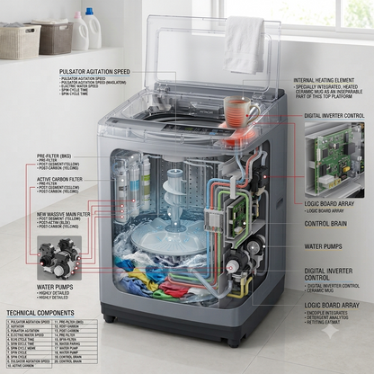 Hitachi SFP220ZFV3CGXSS 22KG Fully Automatic Top Load Washing Machine | Inverter, Dual Jet & Auto Self Clean