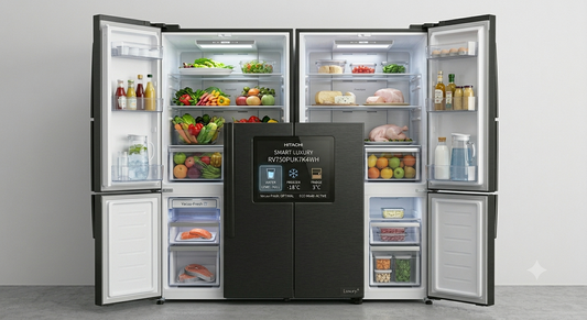 Hitachi 500L French Bottom Freezer Refrigerator RVX500PUK9KBSL | Inverter & No Frost