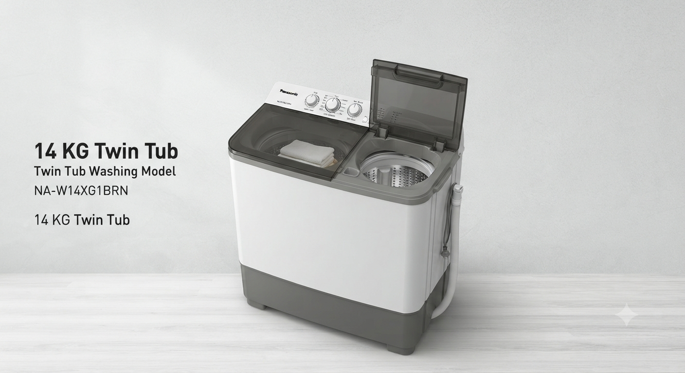 Panasonic 14KG Twin Tub Washing Machine NA-W14XG1BRN | 8KG Spin | Super Air Dry | UAE