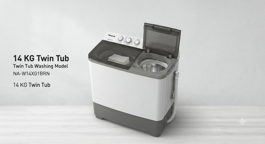 Panasonic 14KG Twin Tub Washing Machine NA-W14XG1BRN | 8KG Spin | Super Air Dry | UAE