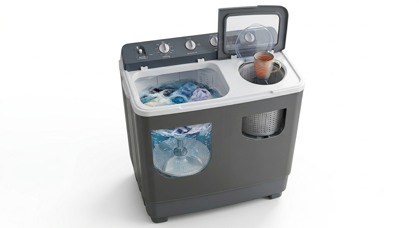 Hitachi PS1605SJ3CGXDGR 16KG Semi Automatic Twin Tub Washing Machine | Air Jet Dry & Beat Blade Pulsator