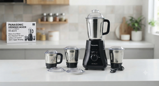 Panasonic Mixer Grinder MX-AC210 | 1000W Max Motor | 3 Jars | Stainless Steel | UAE