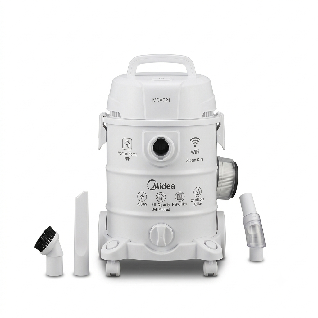 Midea 2000W Drum Vacuum Cleaner MDVC21 | 21L Capacity | Blow Function | HEPA Filter | UAE
