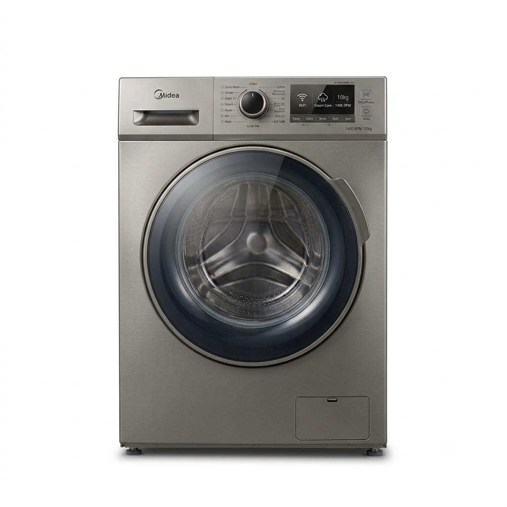 Midea 10kg Front Load Washing Machine MF200W100WBT-GCC | 1400 RPM | BLDC Inverter | WiFi | Steam Care | UAE