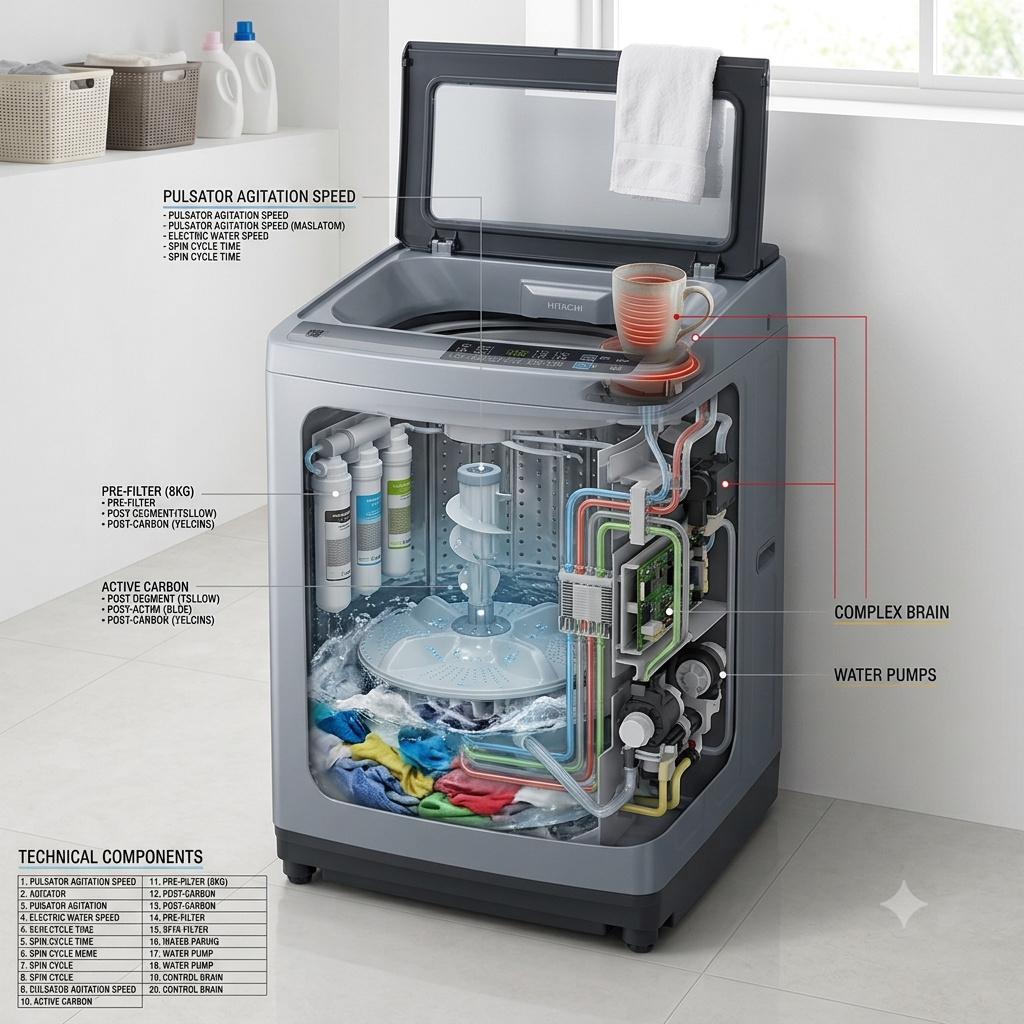 Hitachi SF120XA3CGXCOG 10KG Fully Automatic Top Load Washing Machine | Auto Self Clean & Dynamic Stream Wash