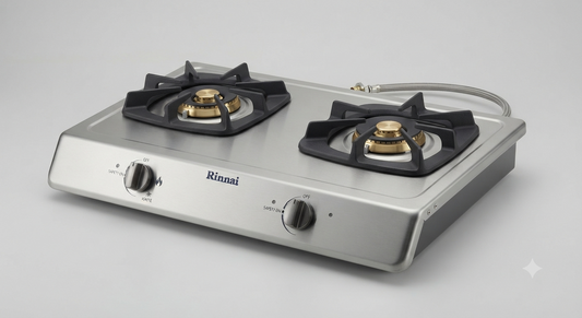 Rinnai 2 Burner Full Safety RVE274HWS | Brass Burners | Stainless Steel Top | Tabletop Gas Stove | UAE