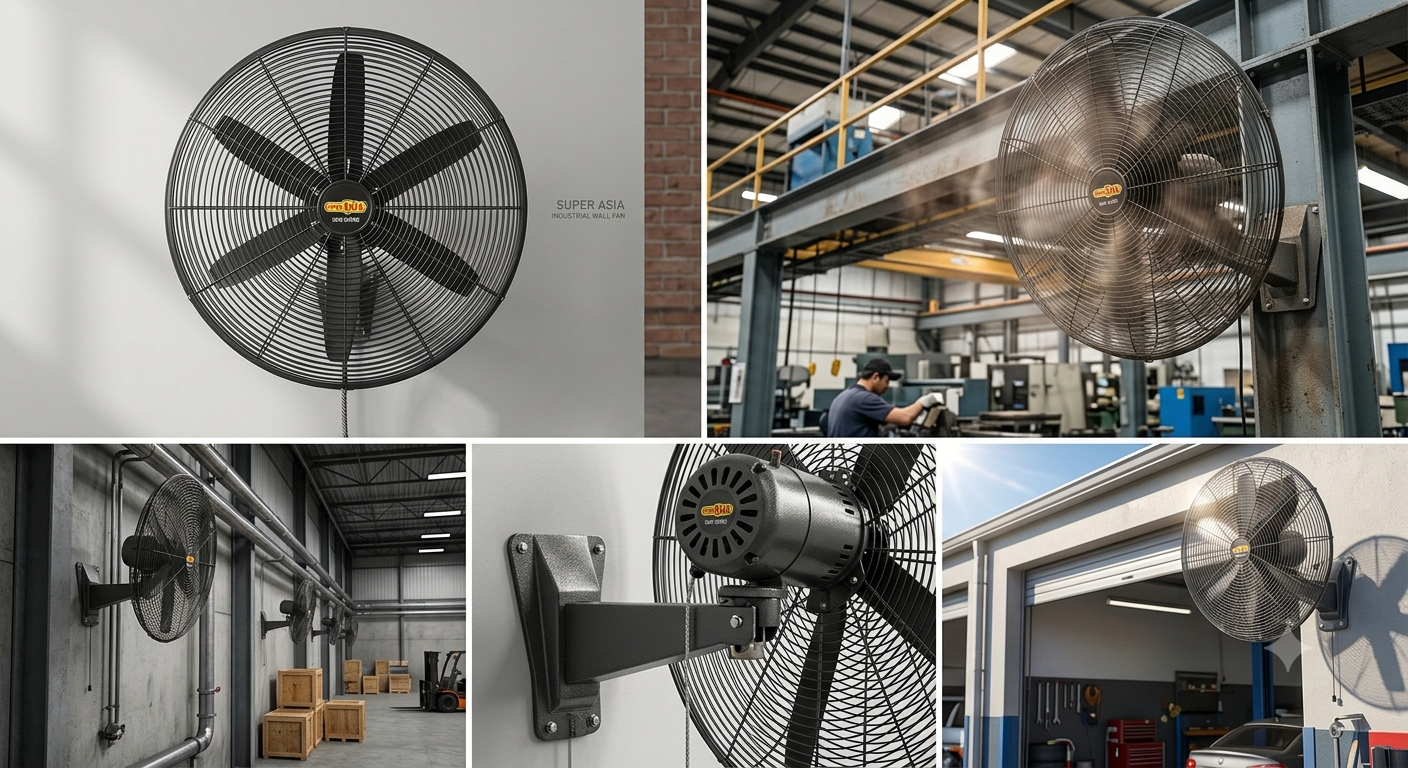 Super Asia Industrial Wall Fan 30 Inch Heavy Duty High-Speed Wall Mounted Cooling Fan for Commercial and Industrial Use