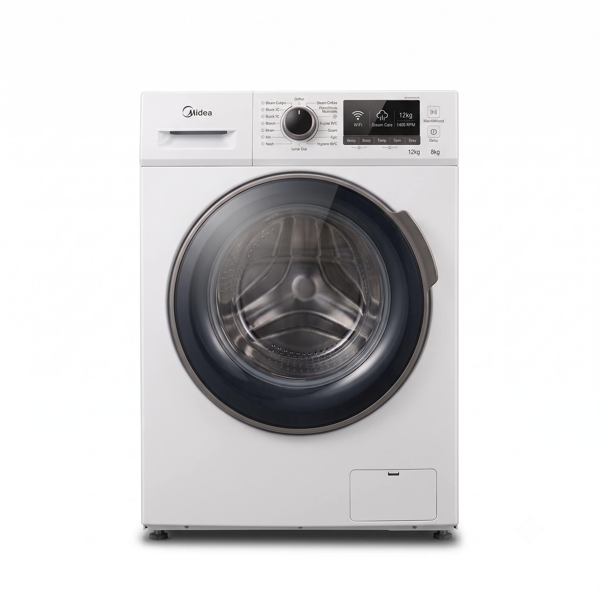 Midea 12kg Washer & 8kg Dryer Front Load Washing Machine MF200D120WBT-GCC | 1400 RPM | WiFi | Steam Care | UAE