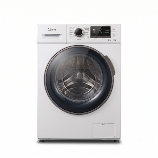 Midea 12kg Washer & 8kg Dryer Front Load Washing Machine MF200D120WBT-GCC | 1400 RPM | WiFi | Steam Care | UAE