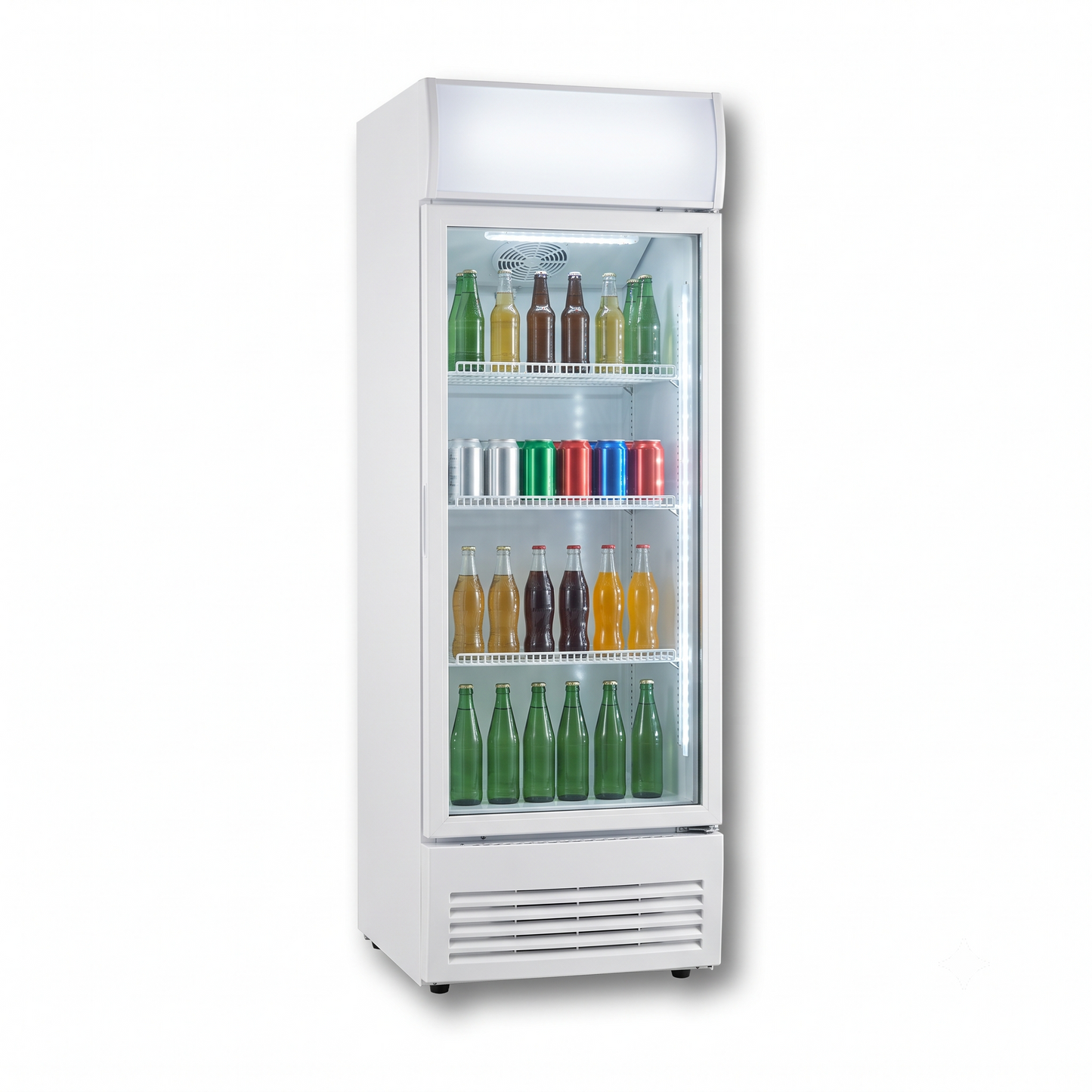 Nobel 338L Showcase Chiller NSF400 | Single Glass Door | LED Lighting | Commercial Beverage Cooler | White | UAE