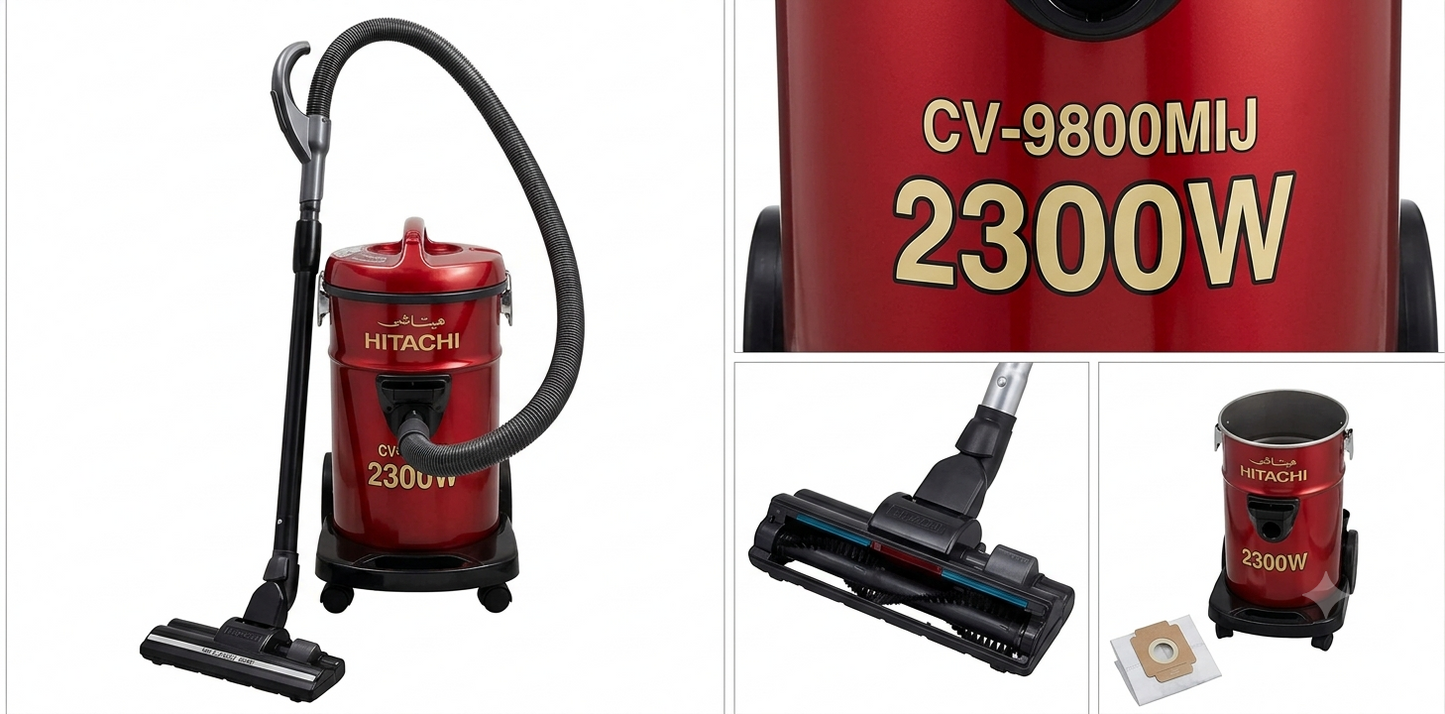 Hitachi CV9800MIJ24AERGB 2300W Drum Vacuum Cleaner | Made in Japan | 24L Powerful Suction Vacuum