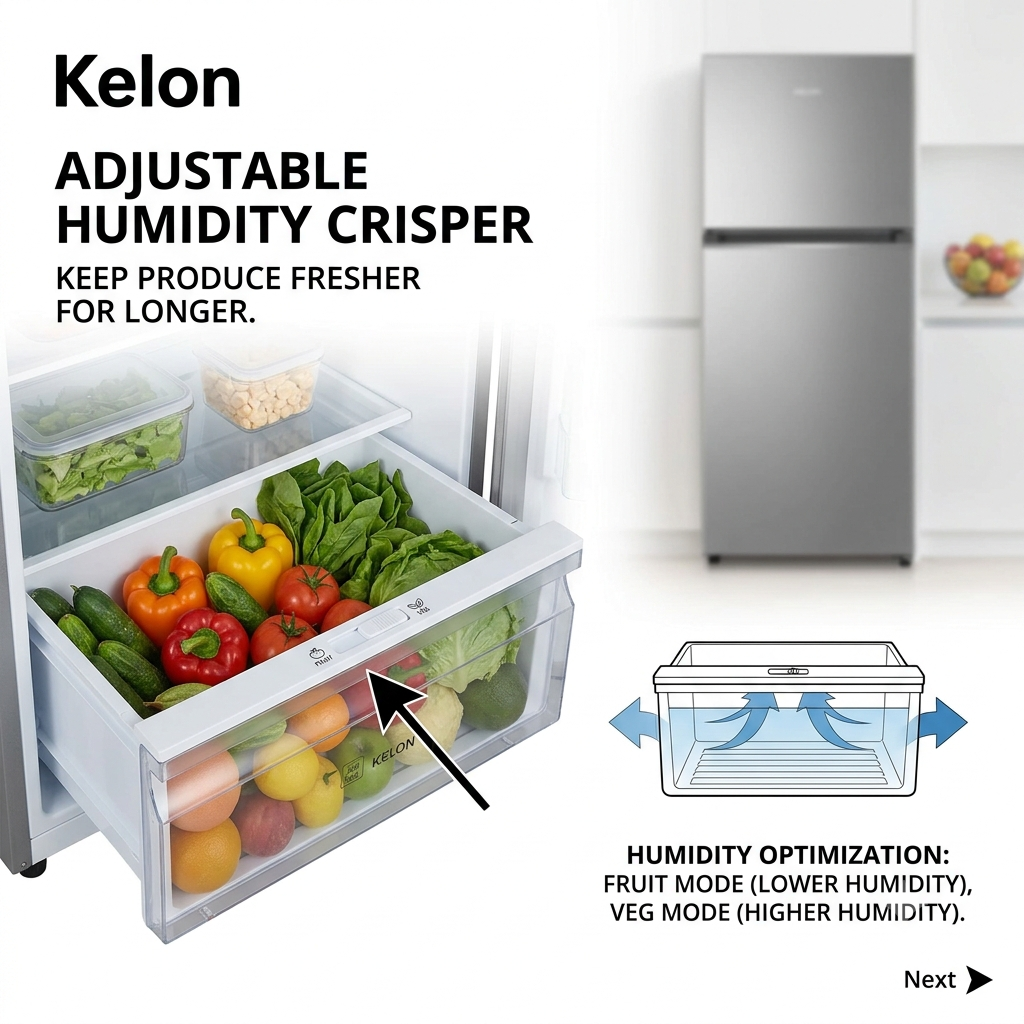 Kelon KRD49WRS 488L Top Mount Refrigerator | No Frost, Multi Air Flow & LED Lighting
