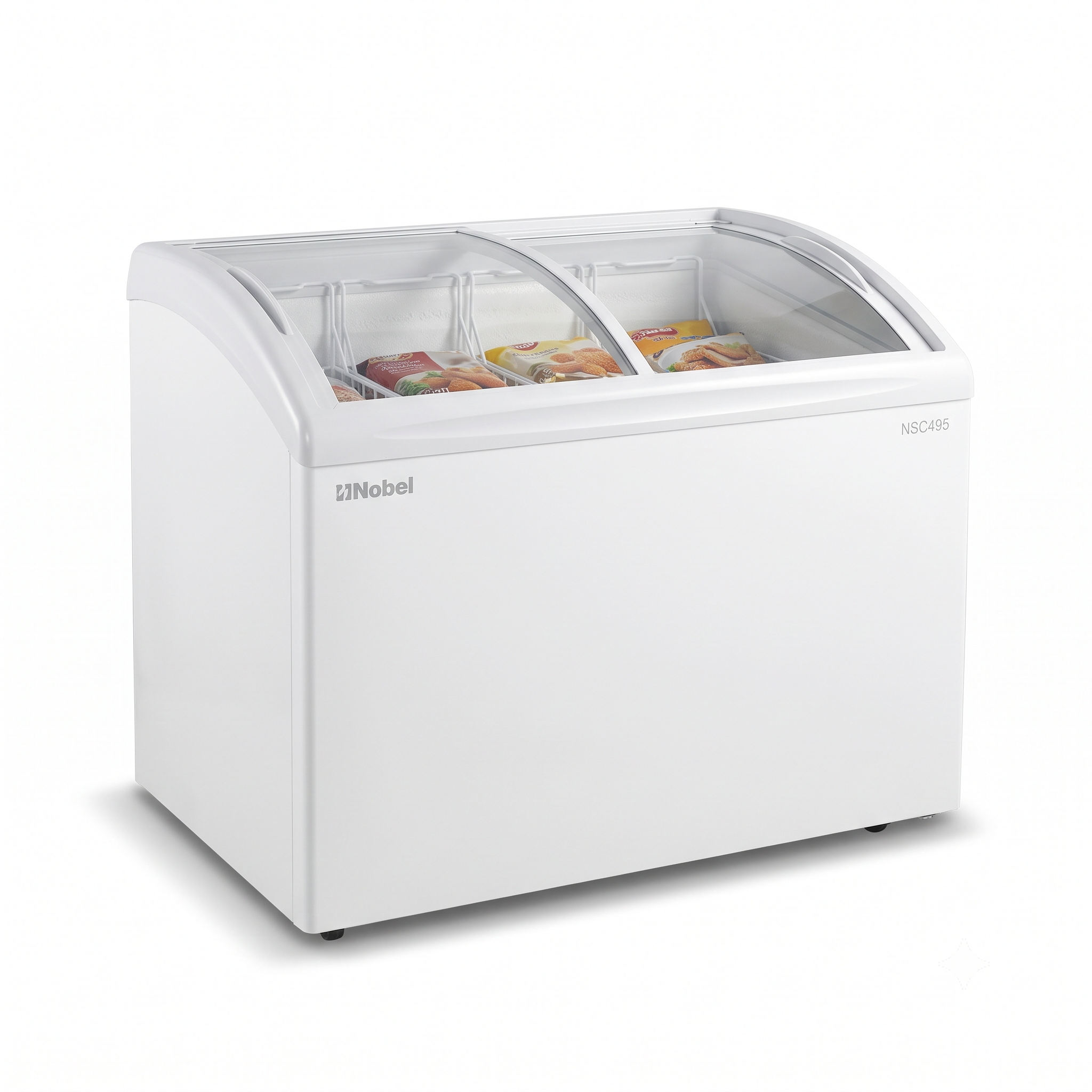 obel 328L Showcase Chest Freezer NSC495 | Double Sliding Glass Door | Commercial Display Freezer | White | UAE
