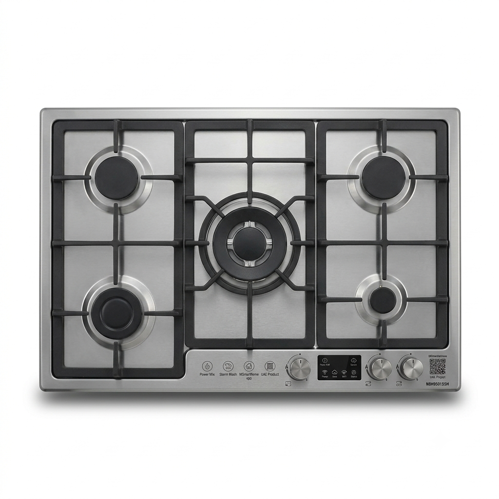 Nobel 90cm Built-In Gas Hob NBH9501SSH | 5 Burners | Flame Failure Device | Cast Iron Pan Supports | UAE