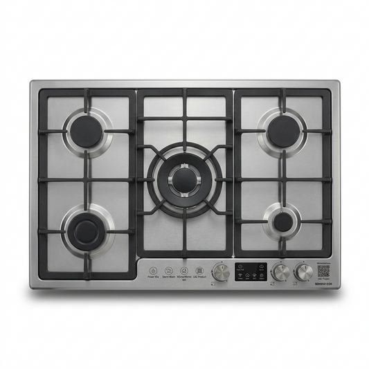 Nobel 90cm Built-In Gas Hob NBH9501SSH | 5 Burners | Flame Failure Device | Cast Iron Pan Supports | UAE