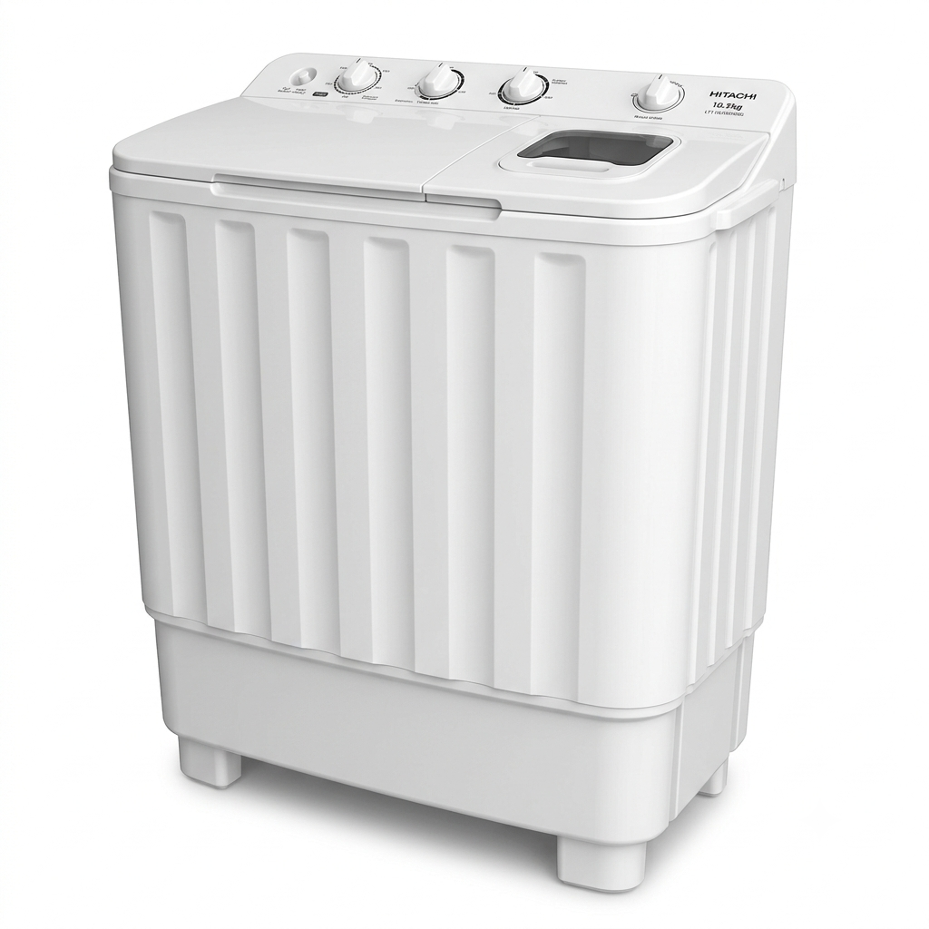 Hitachi LTT H0JWTMRG 10.5KG Twin Tub Washing Machine | Air Jet Dry, Zen Wave Impeller & Shower Rinse