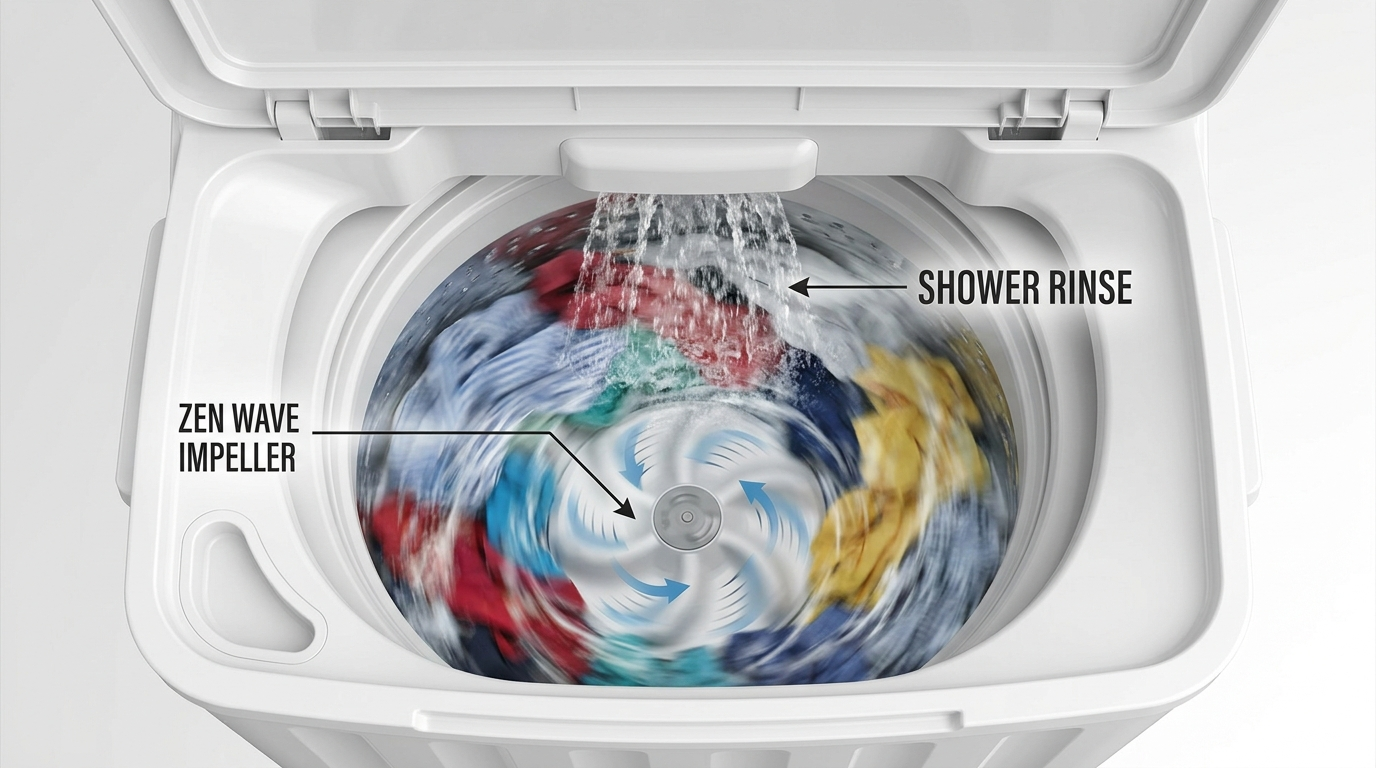 Hitachi LTT H0JWTMRG 10.5KG Twin Tub Washing Machine | Air Jet Dry, Zen Wave Impeller & Shower Rinse