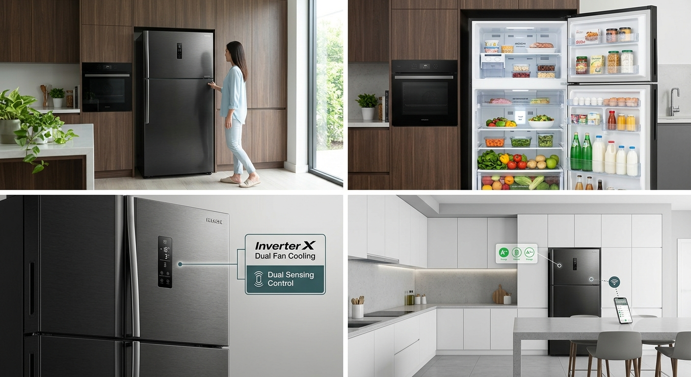Hitachi 710L Top Mount Refrigerator RV710PUK7KBSL | Inverter Compressor & Dual Fan Cooling