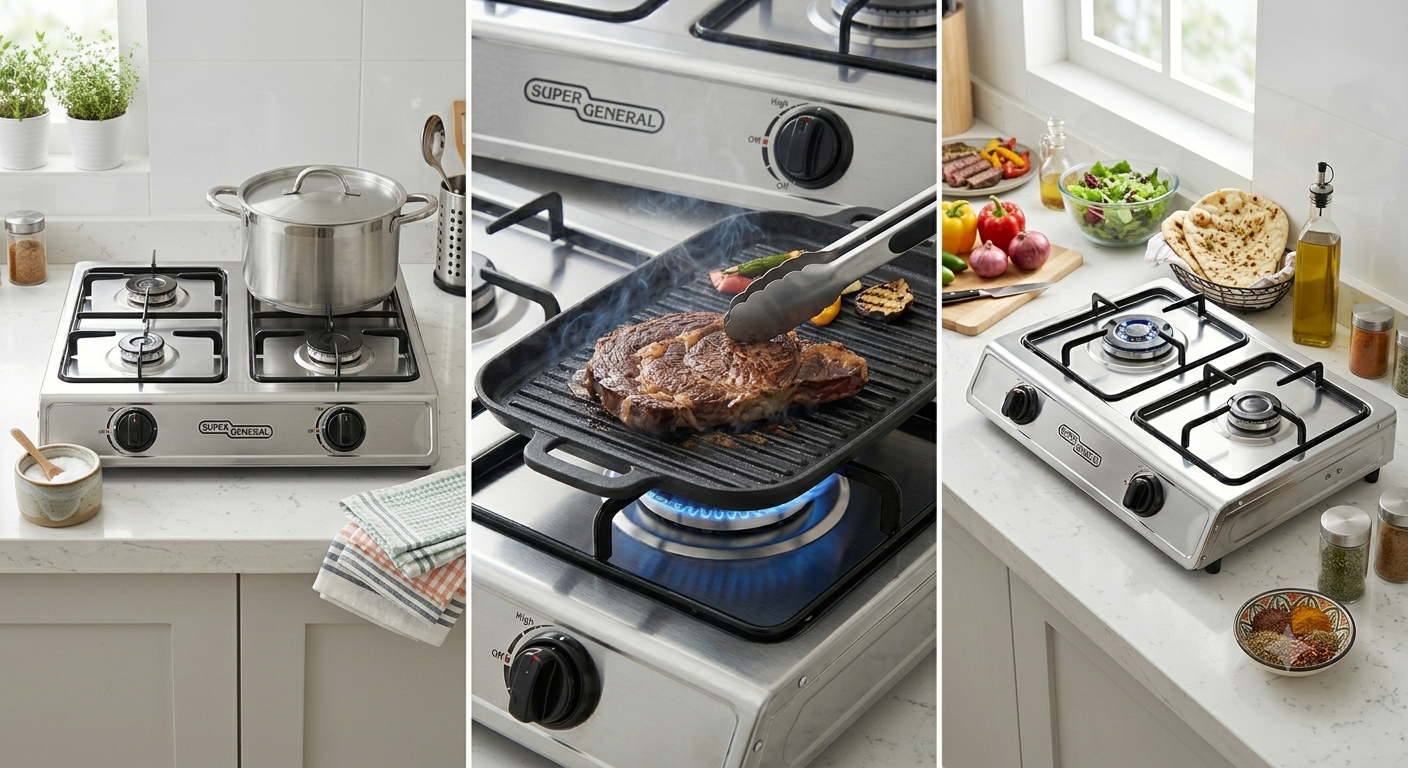 SUPER GENERAL 3 Burner Gas Stove SGB03SS – Stainless Steel Table Top Cooker