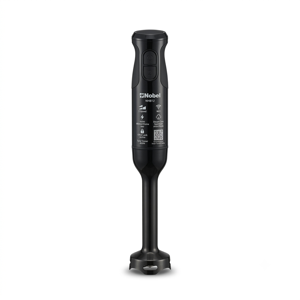 Nobel 400W Hand Blender NHB12 Black | 2-Speed | Stainless Steel Stick | Detachable Blending Rod | UAE