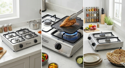 SUPER GENERAL 3 Burner Gas Stove SGB03SS – Stainless Steel Table Top Cooker