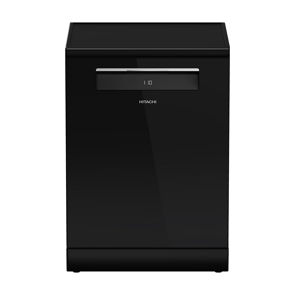 Hitachi15 Place Settings Freestanding Dishwasher with 8 Wash Programs & Inverter Motor – Glass Black