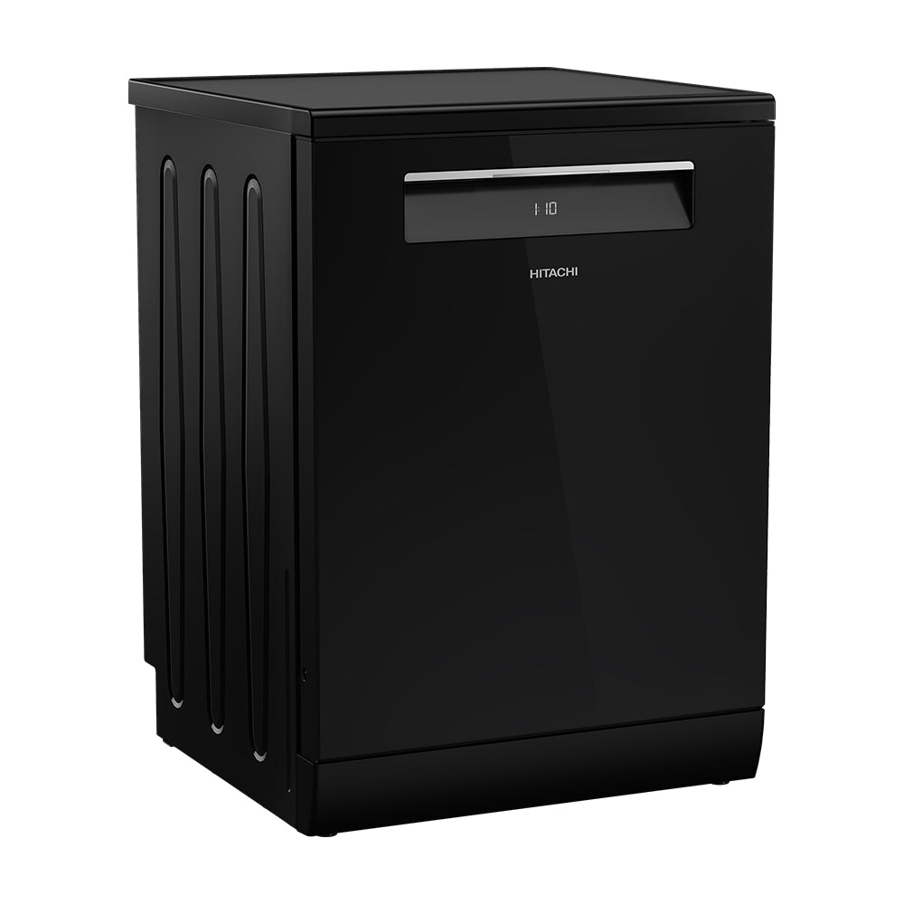 Hitachi15 Place Settings Freestanding Dishwasher with 8 Wash Programs & Inverter Motor – Glass Black