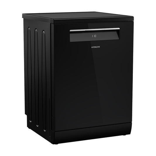 Hitachi15 Place Settings Freestanding Dishwasher with 8 Wash Programs & Inverter Motor – Glass Black