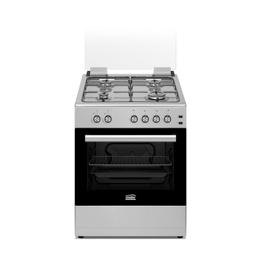 SIMFER Gas Cooker 60×60 SMF6064GCM | 4 Gas Burners | 59L Gas Oven | Auto Ignition | Cast Iron Pan Supports