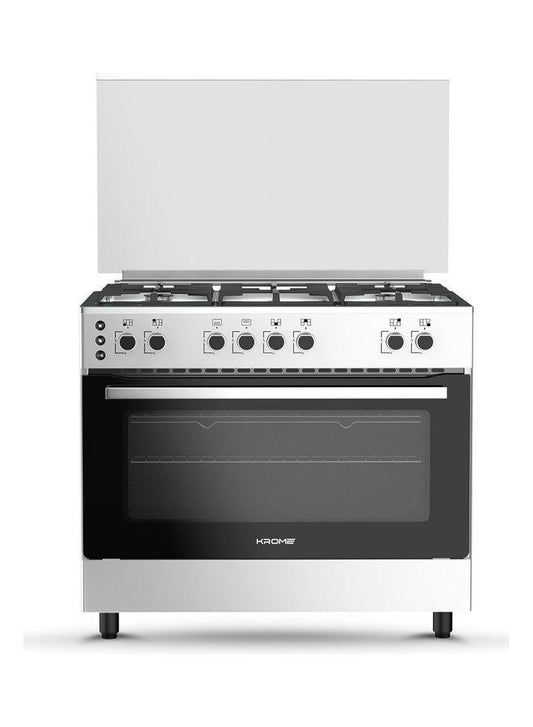 KROME Gas Cooker 90×60 KR-CR906O – 5 Burner Freestanding Gas Cooking Range with Gas Oven | Full Safety
