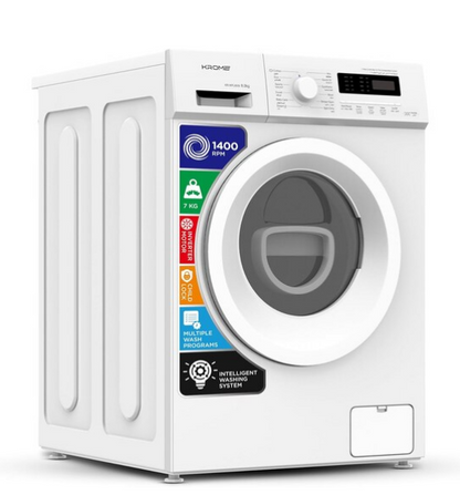 Krome KR-WFL80SI 8KG Front Load Fully Automatic Washing Machine – 1400 RPM BLDC Inverter Motor | White