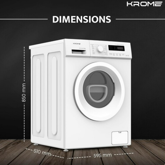 Krome KR-WFL80SI 8KG Front Load Fully Automatic Washing Machine – 1400 RPM BLDC Inverter Motor | White