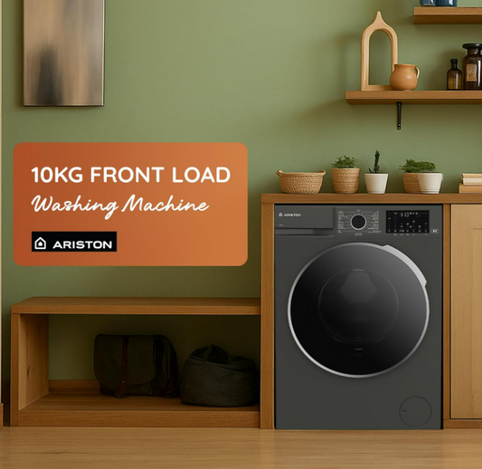 ARISTON ARWF10143DMME 10KG Front Load Washing Machine – 1400 RPM, Steam Therapy, WiFi Connectivity, Manhattan Grey