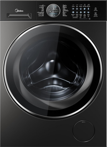 Midea 10kg Front Load Washing Machine MF210W100WB/T-GCC | 1400 RPM | Inverter Motor | Steam | Black | UAE