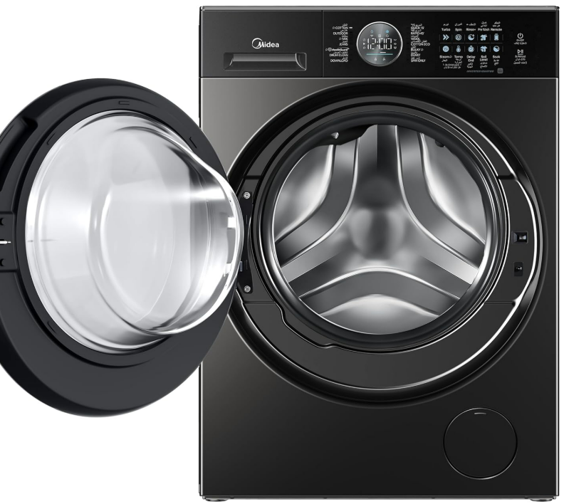Midea 10kg Front Load Washing Machine MF210W100WB/T-GCC | 1400 RPM | Inverter Motor | Steam | Black | UAE