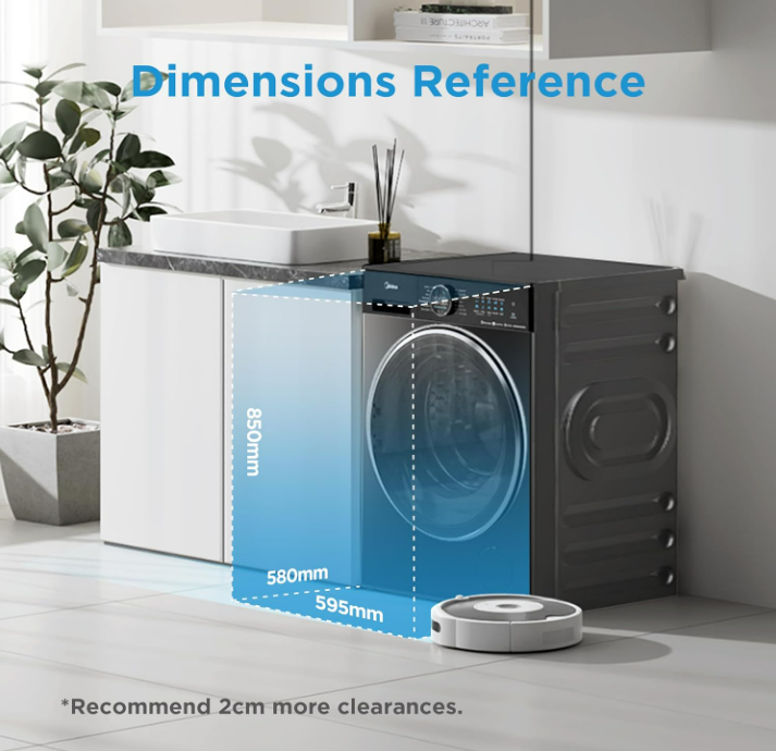 Midea 10kg Front Load Washing Machine MF210W100WB/T-GCC | 1400 RPM | Inverter Motor | Steam | Black | UAE