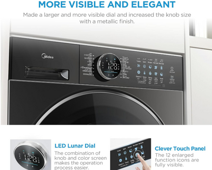 Midea 10kg Front Load Washing Machine MF210W100WB/T-GCC | 1400 RPM | Inverter Motor | Steam | Black | UAE