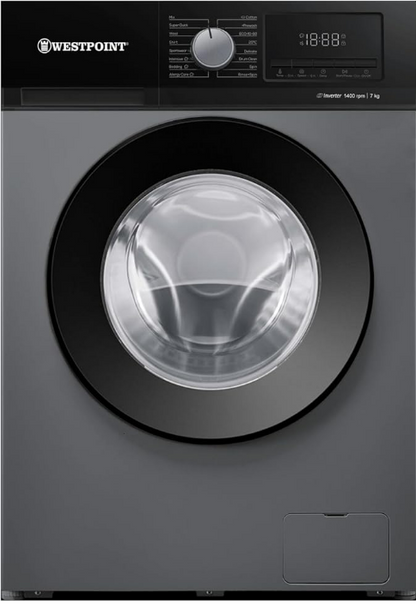 Westpoint WMT-714A25S 7KG Front Load Fully Automatic Washing Machine | 1400 RPM | Inverter Motor | Silver