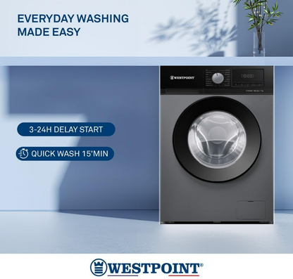 Westpoint WMT-714A25S 7KG Front Load Fully Automatic Washing Machine | 1400 RPM | Inverter Motor | Silver